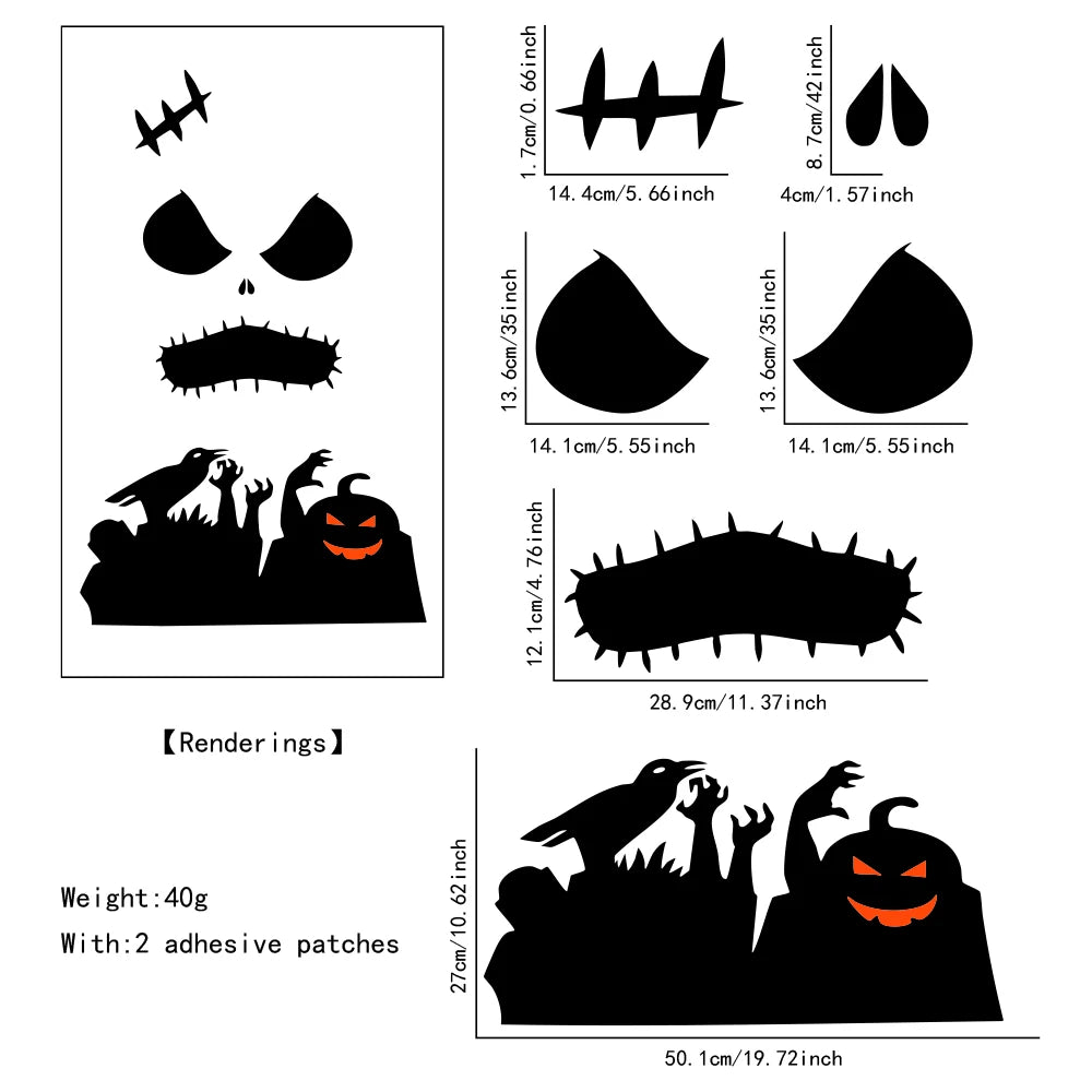 Halloween Skeleton and Pumpkin DIY Window and Door Stickers