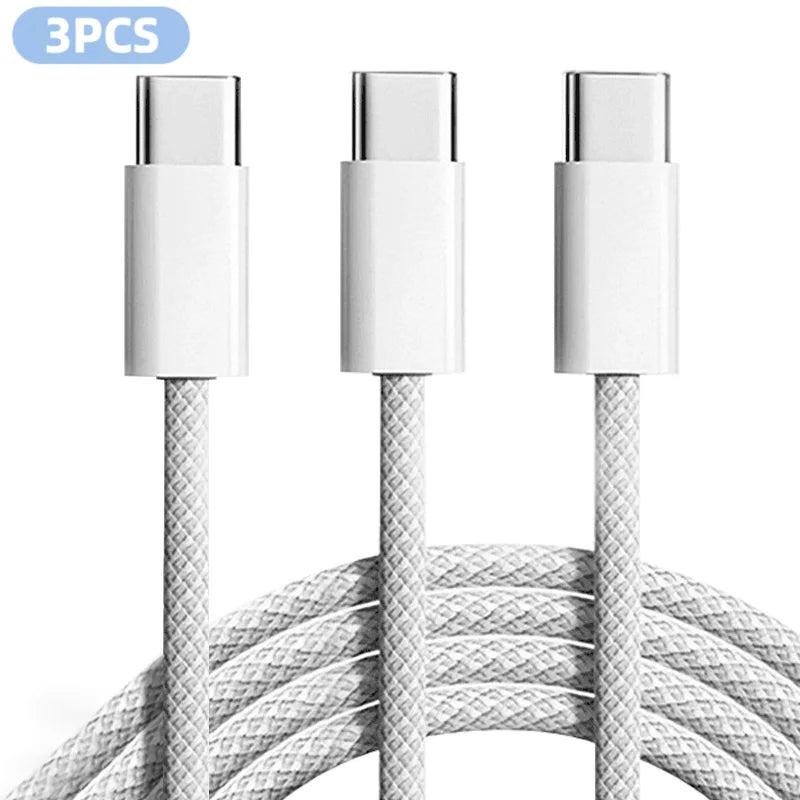 3-Pack 60W USB-C Fast Charging Cables – 6FT Braided