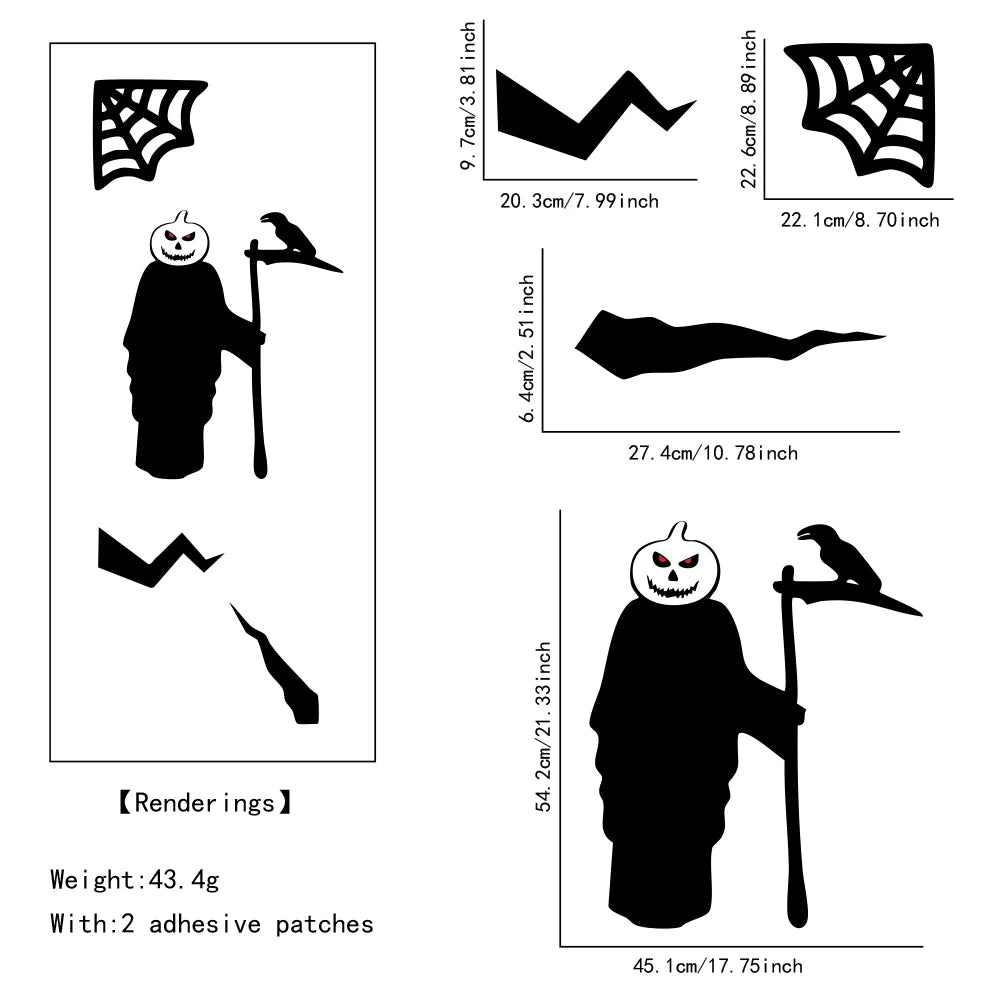 Halloween Skeleton and Pumpkin DIY Window and Door Stickers