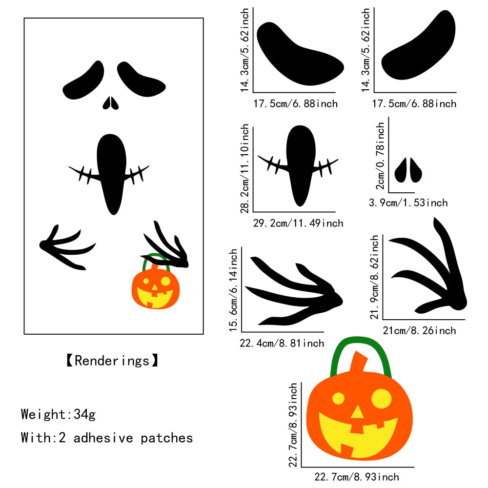 Halloween Skeleton and Pumpkin DIY Window and Door Stickers