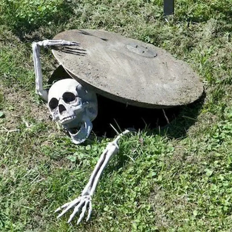 Realistic Halloween Skeleton Stakes with Skull and Arms for Garden Lawn Decor