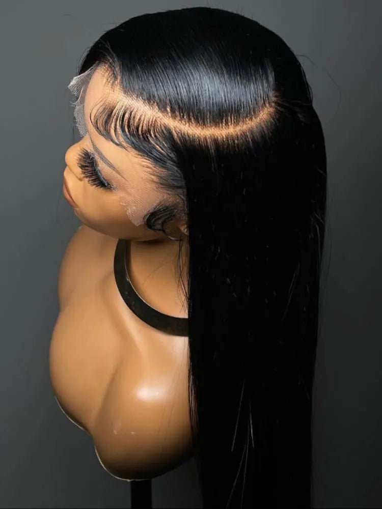 40-42 Inch Bone Straight Brazilian Human Hair Lace Front Wig 250% Density