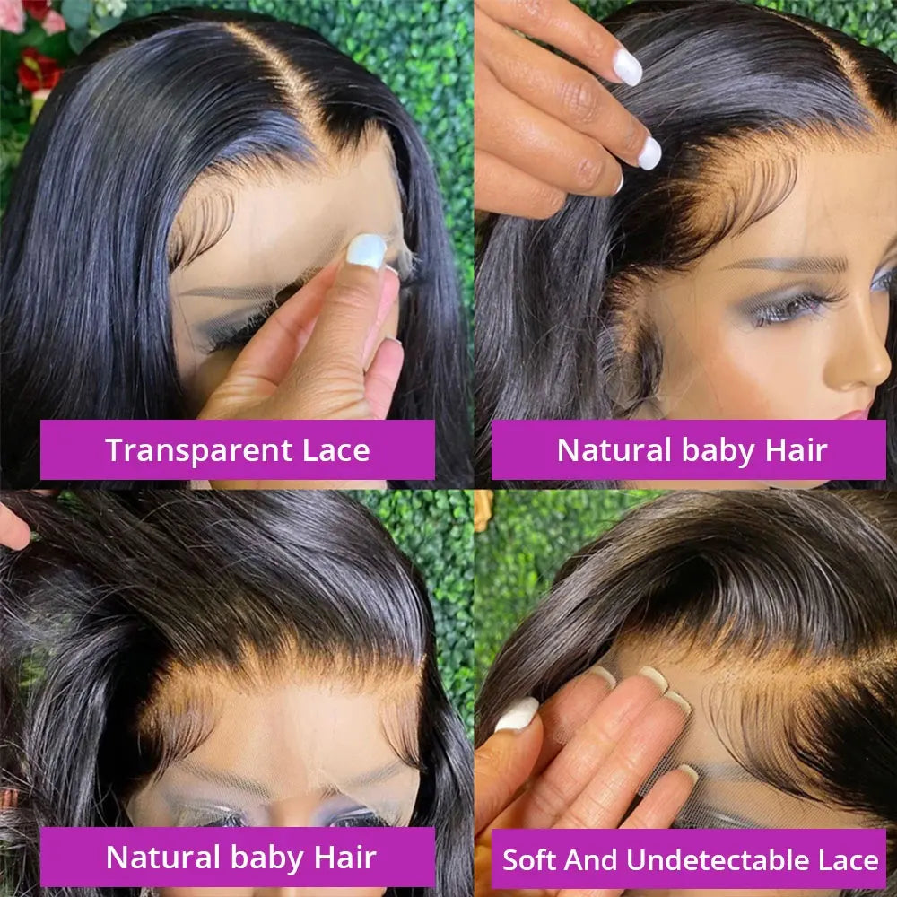 40-42 Inch Bone Straight Brazilian Human Hair Lace Front Wig 250% Density