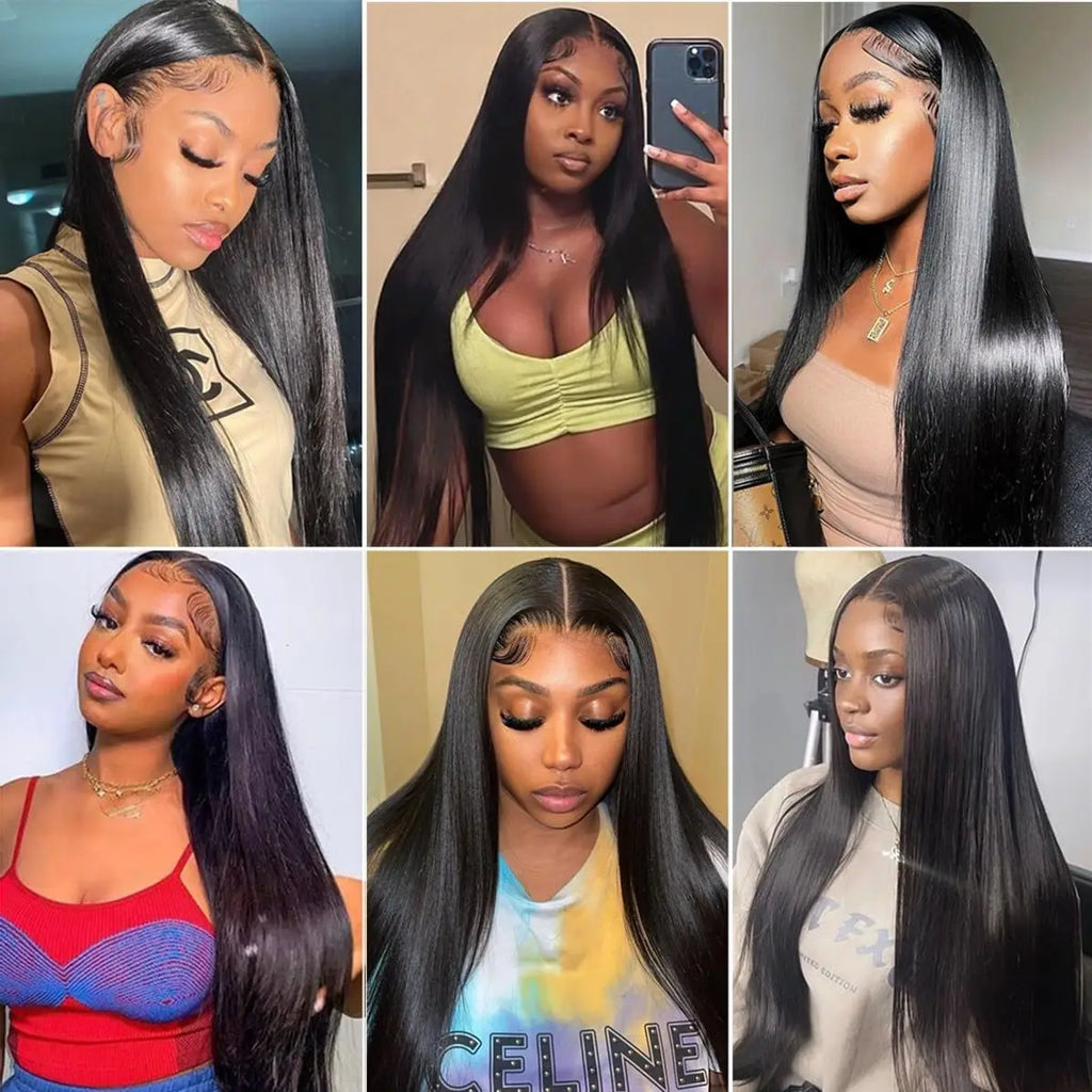 40-42 Inch Bone Straight Brazilian Human Hair Lace Front Wig 250% Density