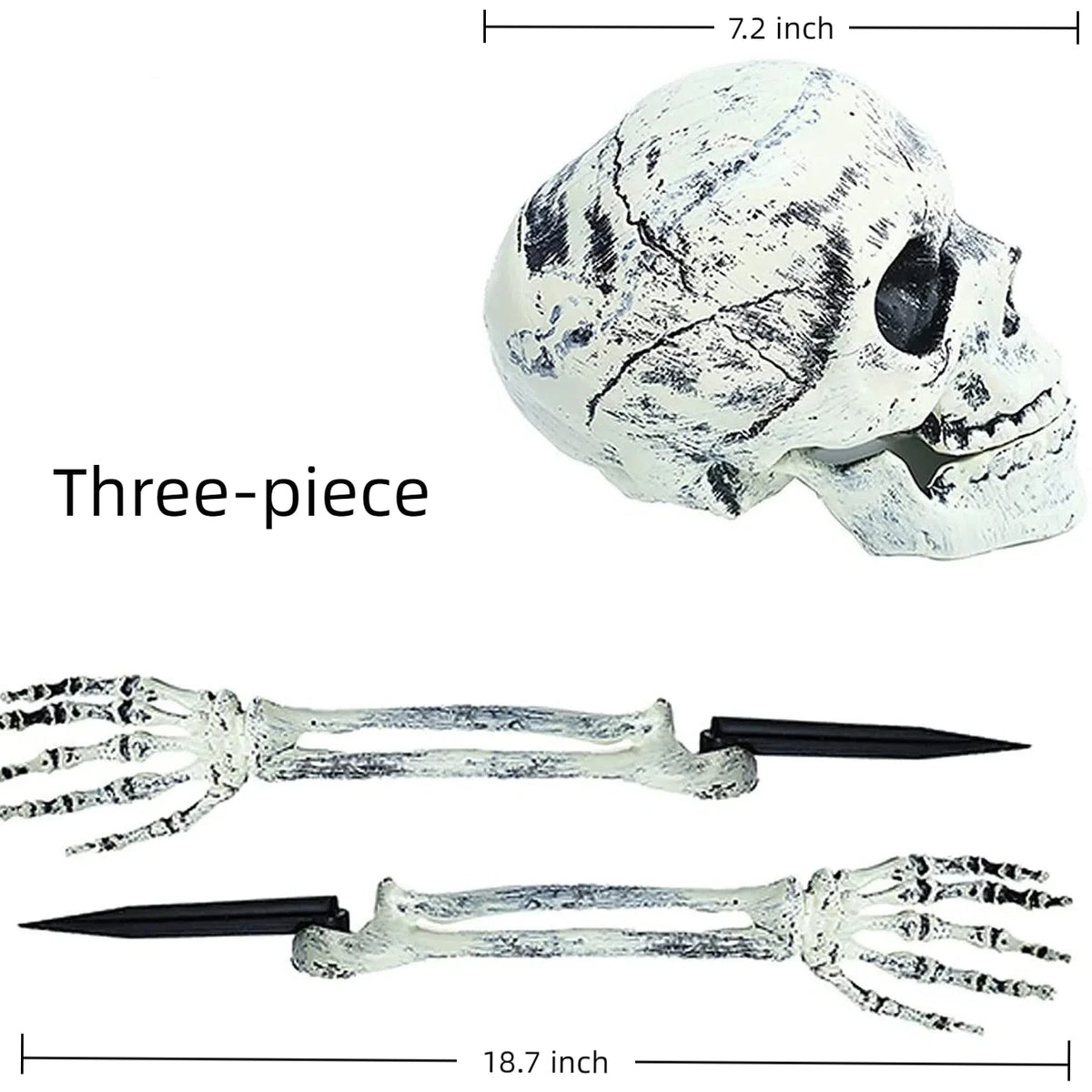 Realistic Halloween Skeleton Stakes with Skull and Arms for Garden Lawn Decor