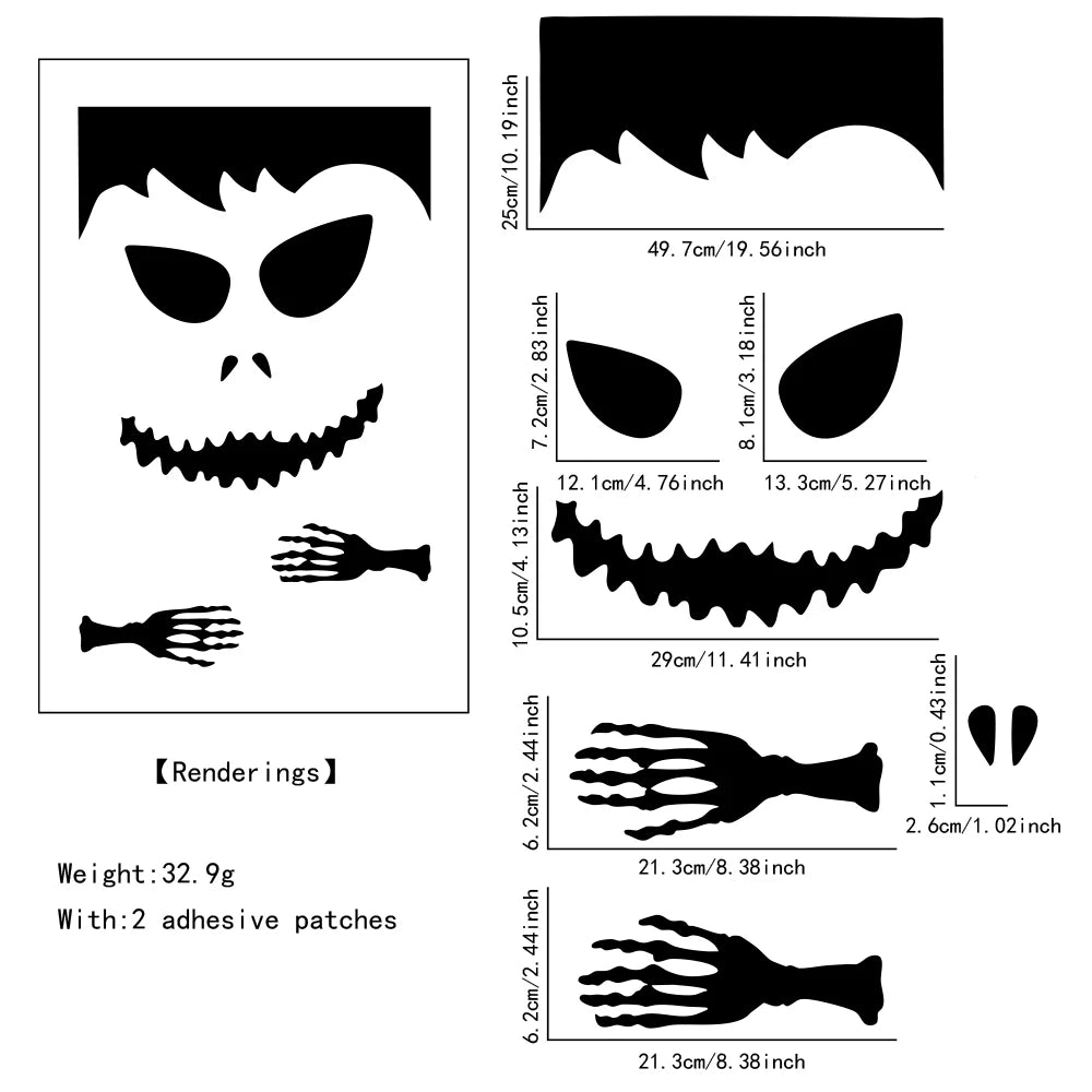 Halloween Skeleton and Pumpkin DIY Window and Door Stickers